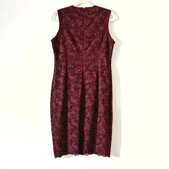 Judith & Charles Lace Sheath  Bodycon Midi Dress in Burgundy Size 10 - Picture 4 of 5